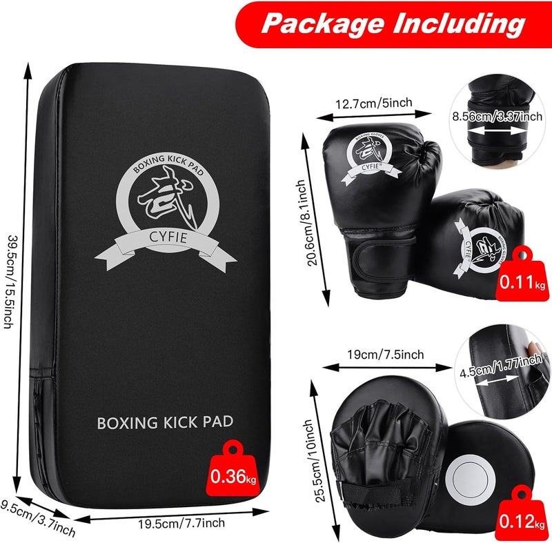 SEISSO Kids Boxing Gloves Boxing Kick Pads Punching Mitts Set for Taekwondo Karate Training Target Focus Muay Thai Pads Punch Kicking Strike MMA Martial Art for Kids Youth - Image 2